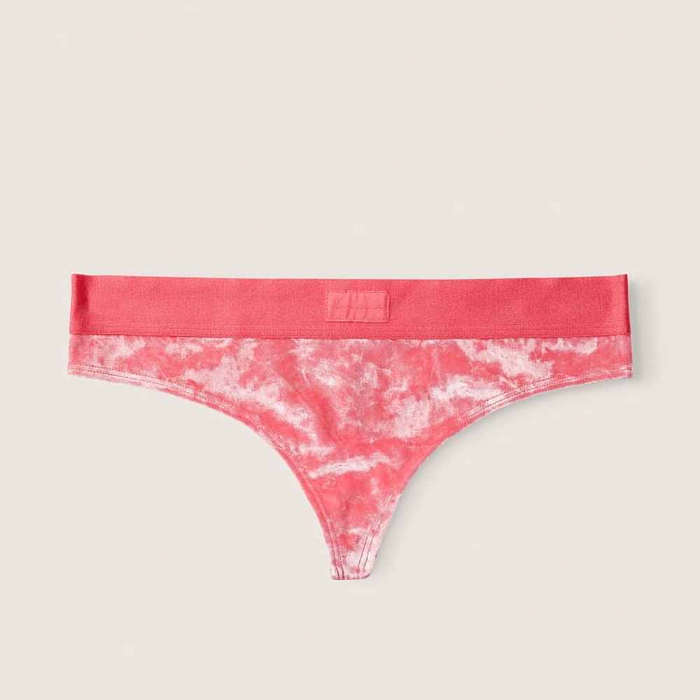 Victoria's Secret PINK Velvet Thong Panty Sunkissed Pink Small NEW